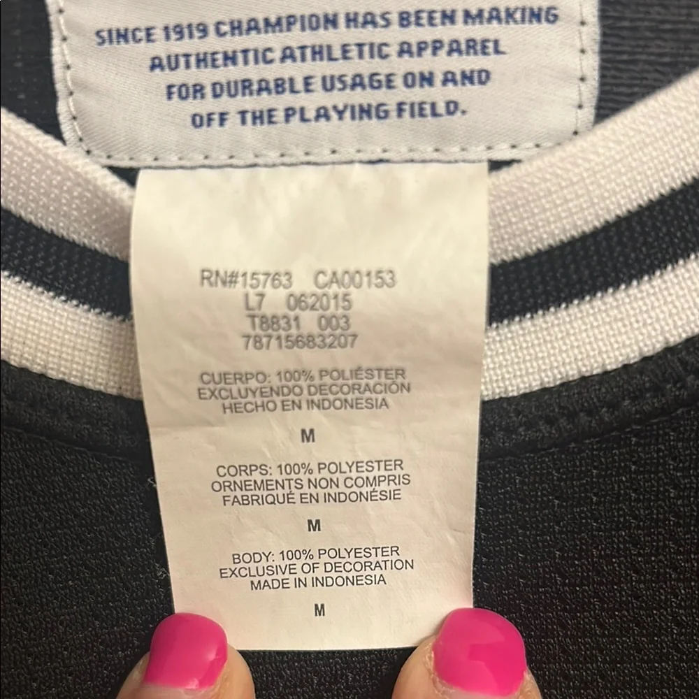 Champion Black White Athletic Tank Top Polyester Size Medium - Picture 6 of 8